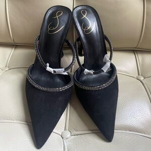 Elegant Black Suede Rhinestone Shoes